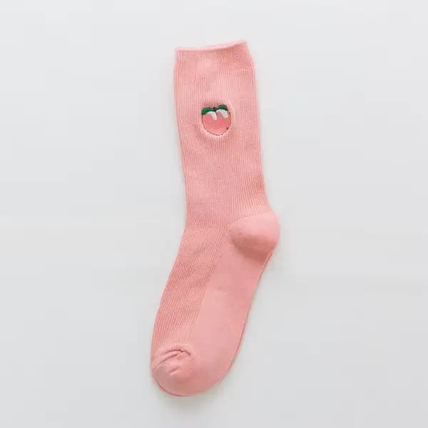 Chaussettes femme couleur bonbon coloré rose rouge vert jaune chaussette femmes filles fruits chaussettes pomme banane cerise chaussettes longues filles Sox