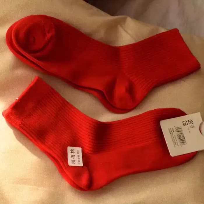 Chaussettes rouges en coton pour hommes et femmes