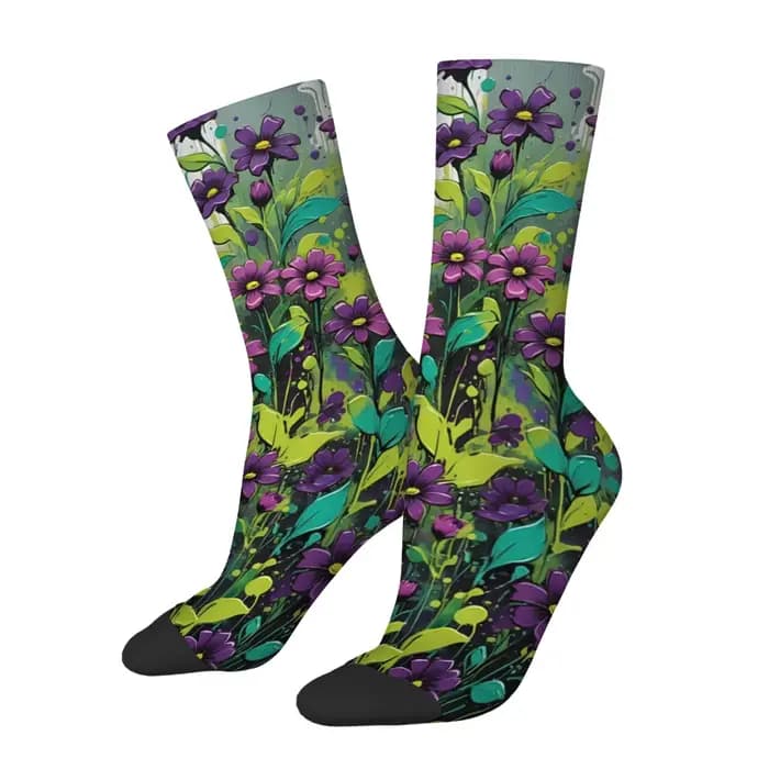 Chaussettes pour hommes à imprimé floral graffiti