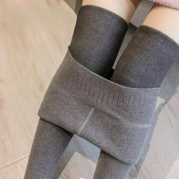 Collants gris en laine et cachemire pour femme, bas chauds et épais, Lingerie thermique, taille haute, bonneterie élastique, hiver
