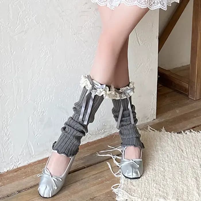 Chaussettes de bottes mollet femmes jambières cheville arc hiver chaud Stretch tricoté thermique dames épais laine manchette femme Lolita guêtre
