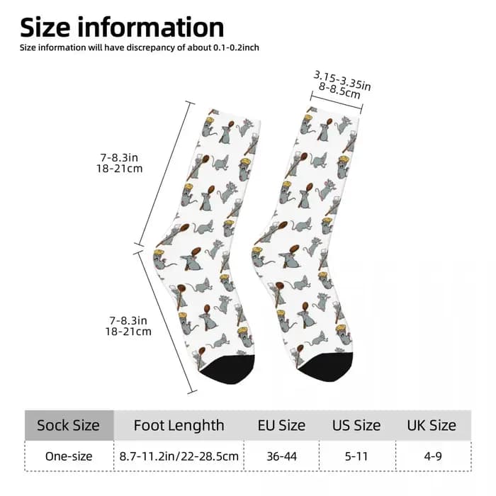 Remy Ratatouille Pack chaussettes automne Rat animaux bas drôle femmes hommes respirant