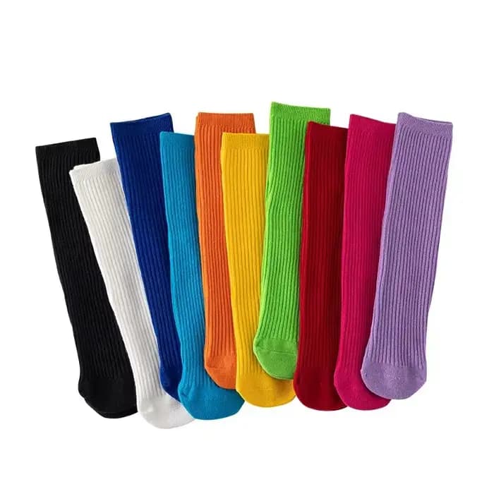 Chaussettes longues en tricot de couleur unie pour garçons et filles