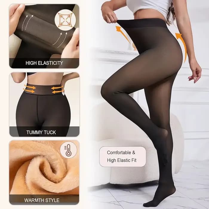 Collants thermiques doublés en polaire pour femmes
