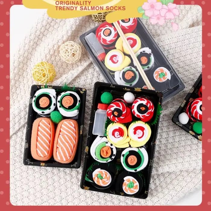 Chaussettes uniques Y2K pour Sushi saumon, chaussettes en coton à motifs personnalisés, chaussettes amusantes Harajuku, boîte cadeau pour femmes et hommes