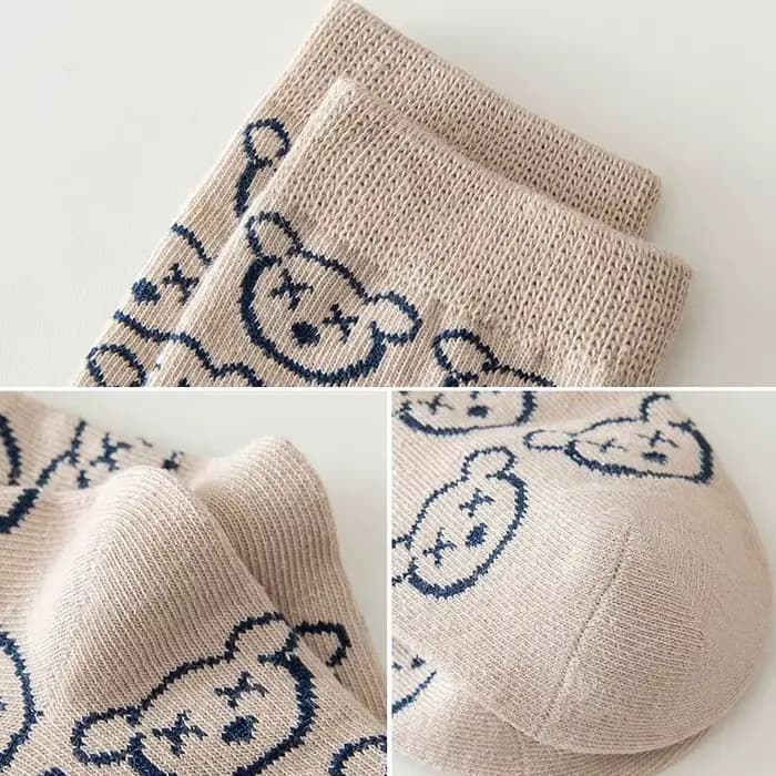 5 paires/lot mignon ours Plaid bébé chaussettes printemps automne doux coton enfants moyen Tube chaussettes pour garçons filles décontracté sport chaussette