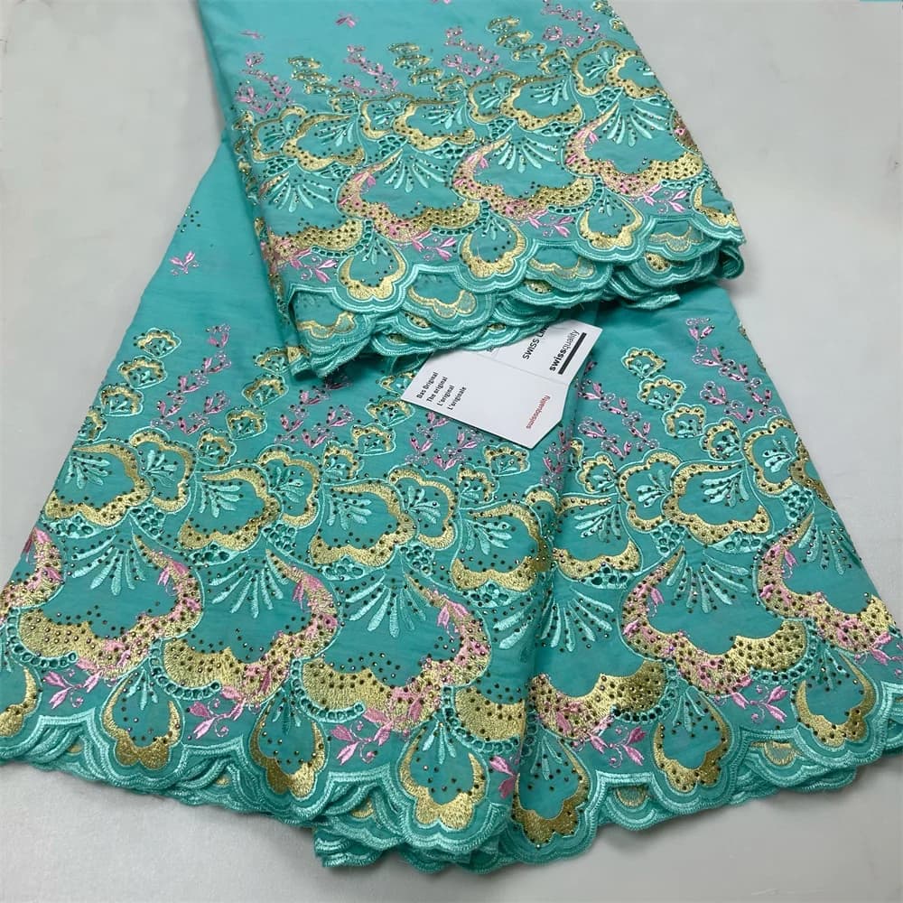 Tissu en dentelle africaine Lafaya, voile suisse en coton, dentelle nigériane avec strass pour la confection de robes de mariée