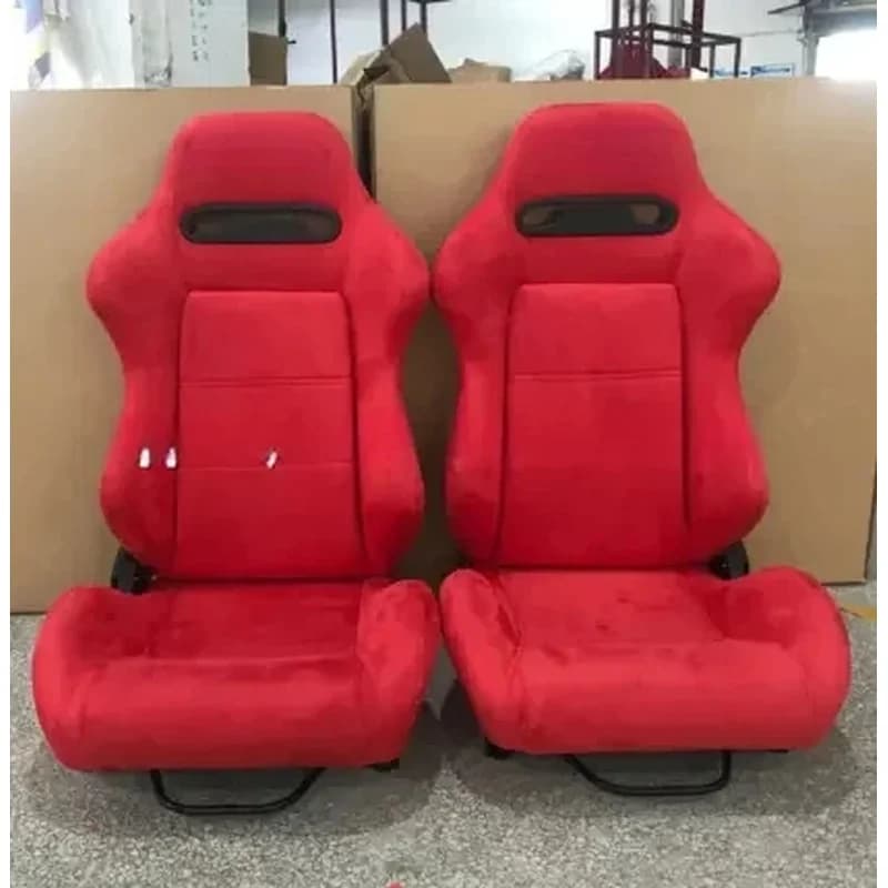 Sièges baquets de course universels RECARO de haute qualité, entièrement en tissu suédé rouge avec double glissière, sièges auto modifiés, accessoires auto extérieurs
