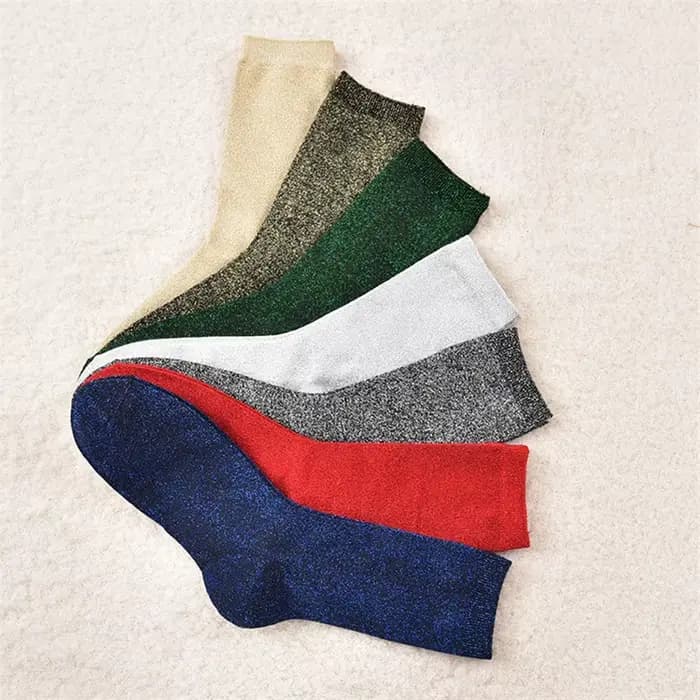 Chaussettes en soie dorée et argentée pour femmes