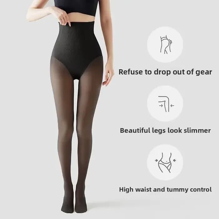 Leggings longs doublés de polaire pour femmes, collants thermiques d'automne et d'hiver, effet Transparent, hôtesse de l'air, fausse peau grise