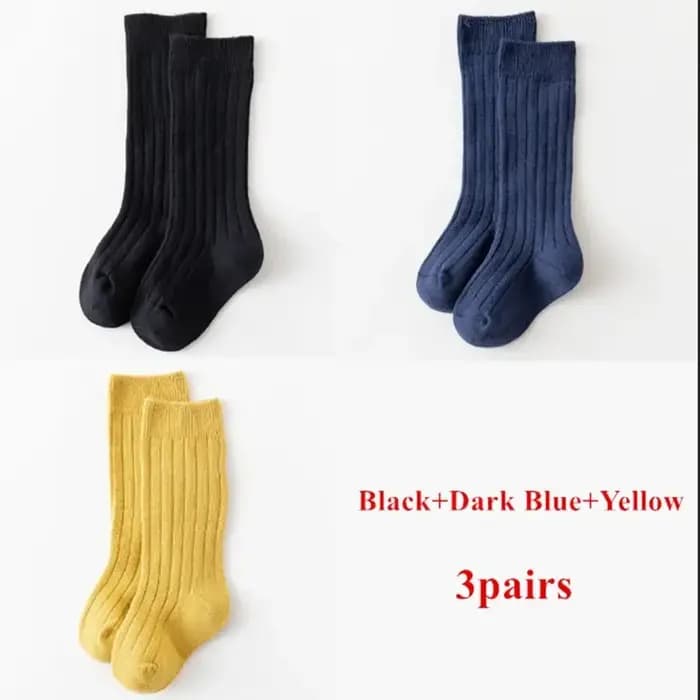 3 paires/lot bébé genou chaussettes hautes enfants filles garçons doux coton longue chaussette mignon espagnol rayure
