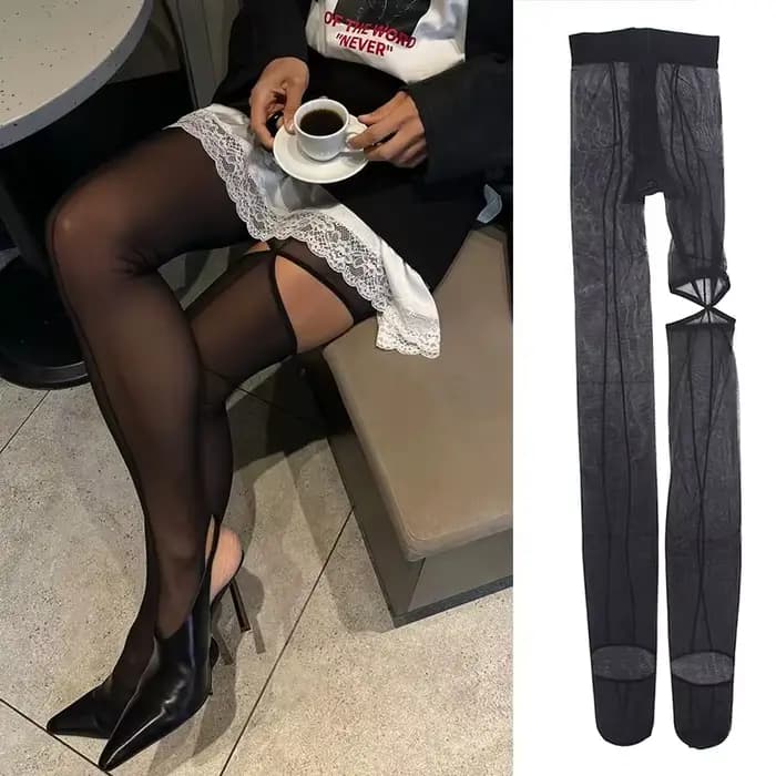 Collants noirs sexy ajourés pour femmes, résille transparente moulante, style 'Hot Girls', nouvelle