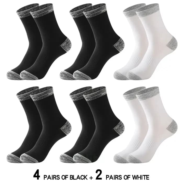 6 paires chaussettes d'hiver hommes coton noir loisirs affaires longues chaussettes marche course randonnée chaussettes thermiques mâle grande taille 38-48