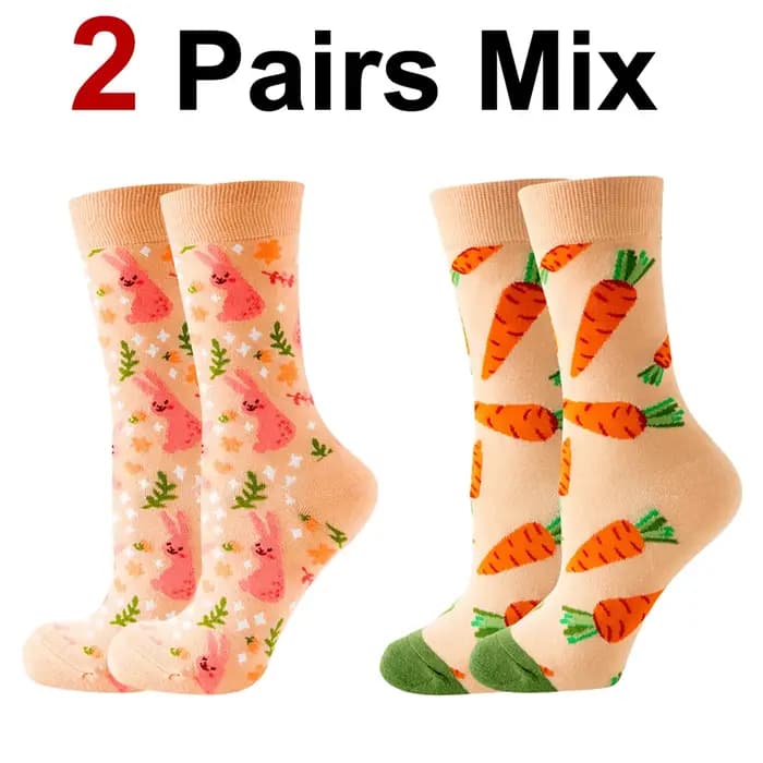 1/2 paires de chaussettes tricotées en coton à col rond