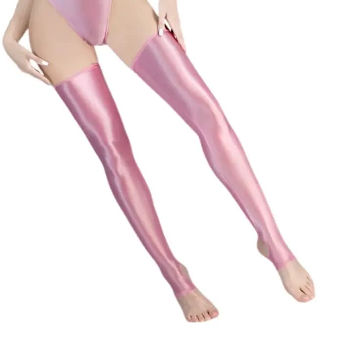 Bas cuissardes 80D sans pieds ou enveloppants, en satin doux et brillant, pour femme, sexy, pour soirée, pole dance et clubwear