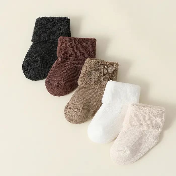 5 paire/ensemble hiver épaissir chaud bébé chaussettes couleur unie nouveau-né