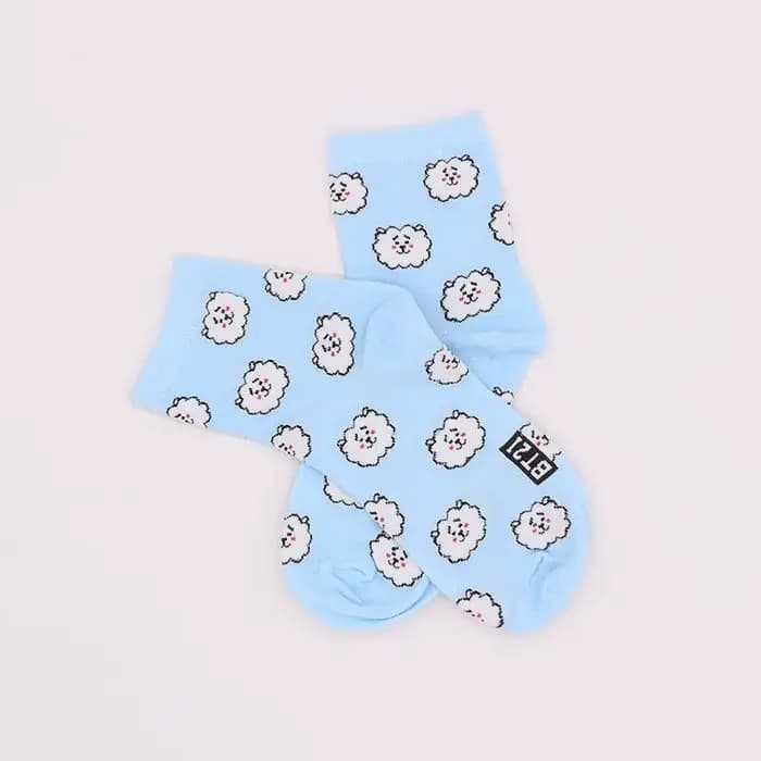 Chaussettes de sport en pur coton BT21 Koya RJ Shooky Man Tata Chimmy Cooky Youth League, motif dessin animé, style coréen, pour femmes, avec motifs des stars.
