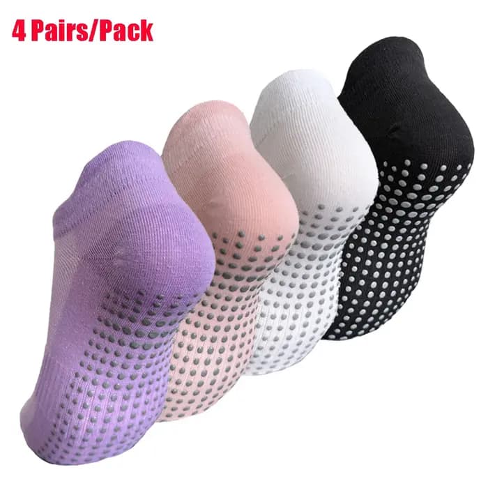 4 paires de chaussettes de Yoga antidérapantes pour femmes
