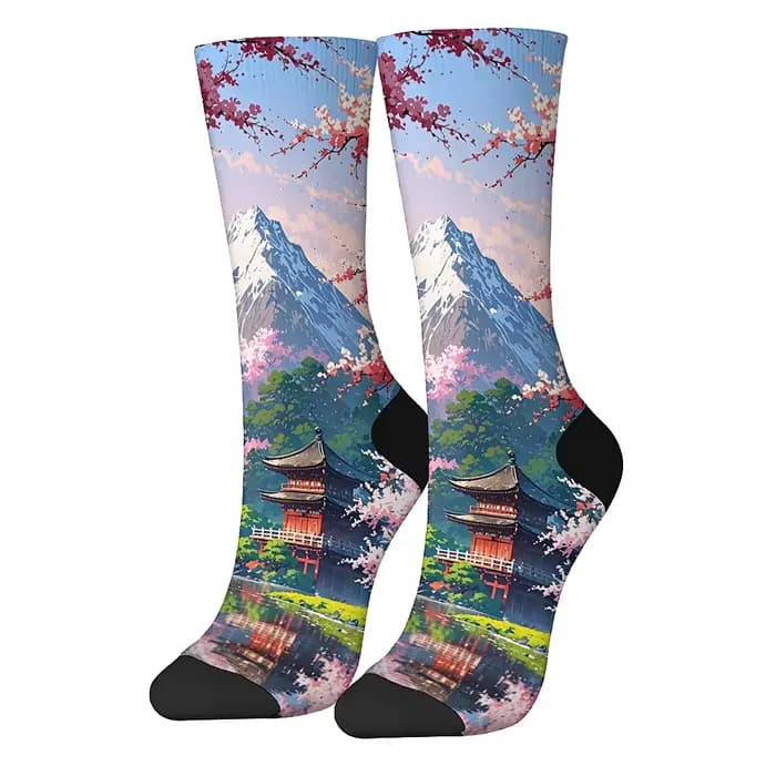Chaussettes confortables et respirantes pour hommes, art du Mont Fuji, style art rétro, loisirs de plein air, nouvelle mode, équipage intéressant