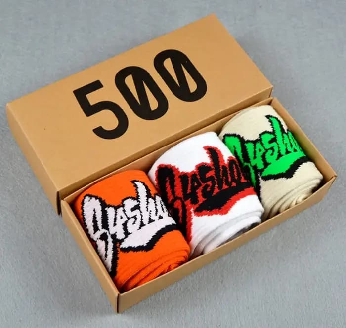 Chaussettes pour hommes 3 paires/boîte lettres colorées personnalité de rue sauvage drôle Hip Hop Couple mode