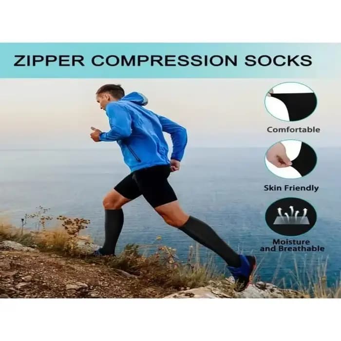 1 paire de chaussettes de Compression à fermeture éclair pour femmes et hommes, soulagement de la douleur, bas extensibles, chaussettes de sport à Compression, Support de Yoga