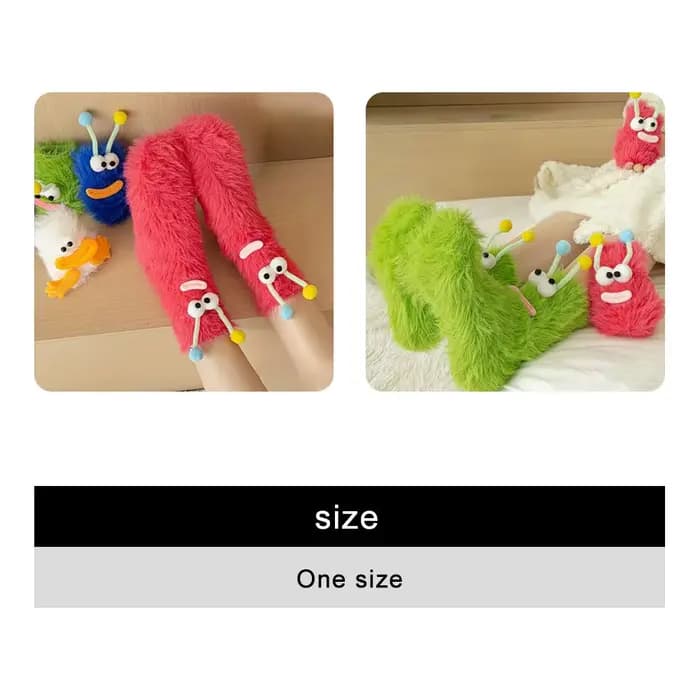 Femmes automne hiver chaussettes mignon mi-tube moelleux sol sommeil drôle velouté chaud épais heureux laid
