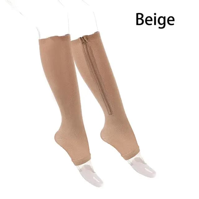 Bas de Compression sport pression longues chaussettes de cyclisme fermeture éclair professionnel jambe soutien épais femmes varices chaussettes
