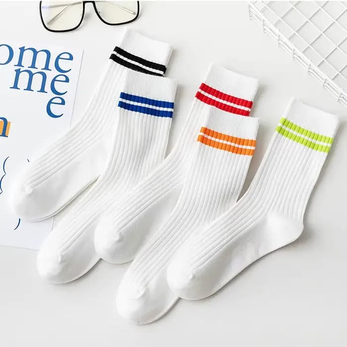Chaussettes de Sport à rayures blanches et Orange pour femmes