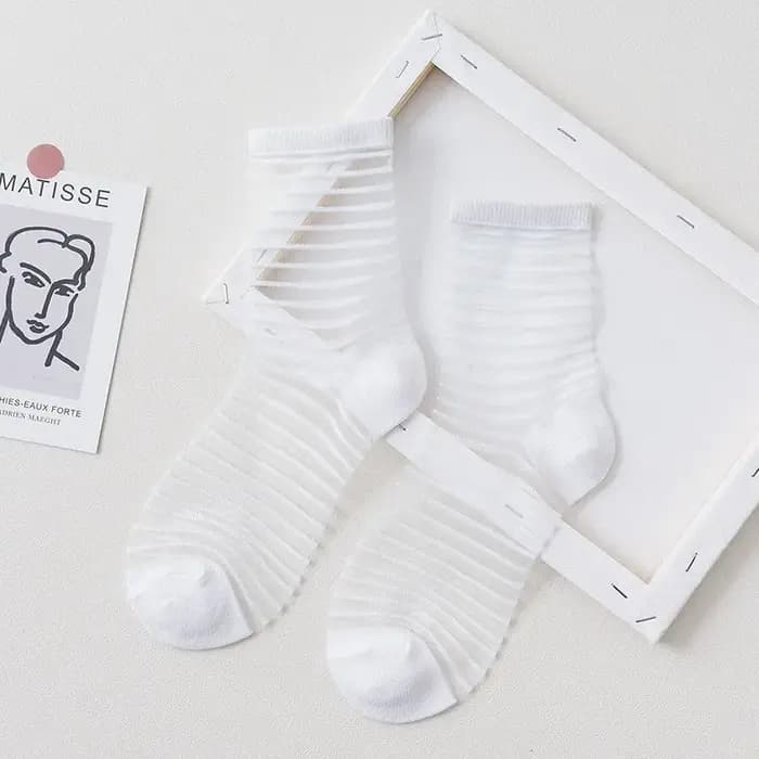 Chaussettes d'Été Transparentes en Maille de Dentelle pour Femme