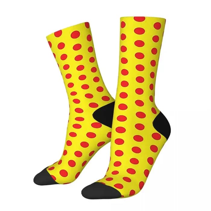 Chaussettes classiques à motif de pois rouge et jaune