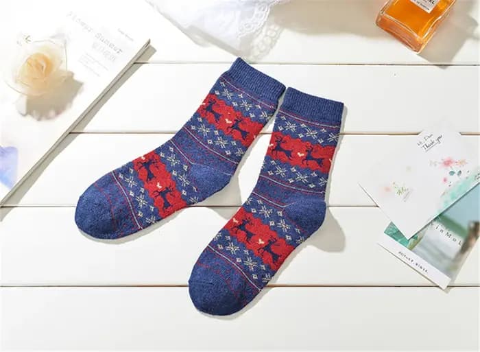 Chaussettes chaudes en laine pour femmes, jolies chaussettes de nuit à motifs d'élan moelleux pour dames, noël, animaux, pour dames et filles