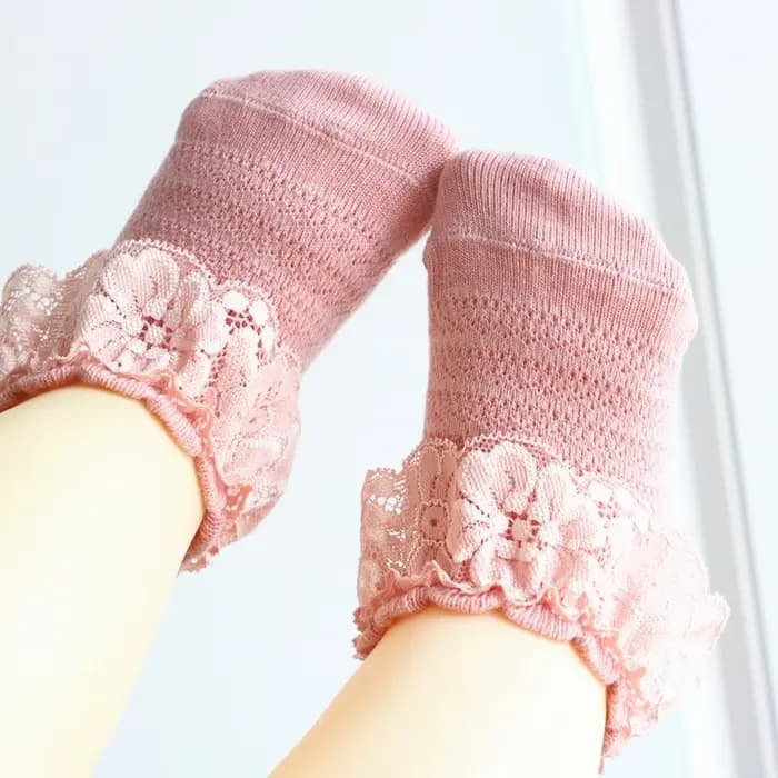 Chaussettes fines en dentelle à volants pour bébé fille et enfant