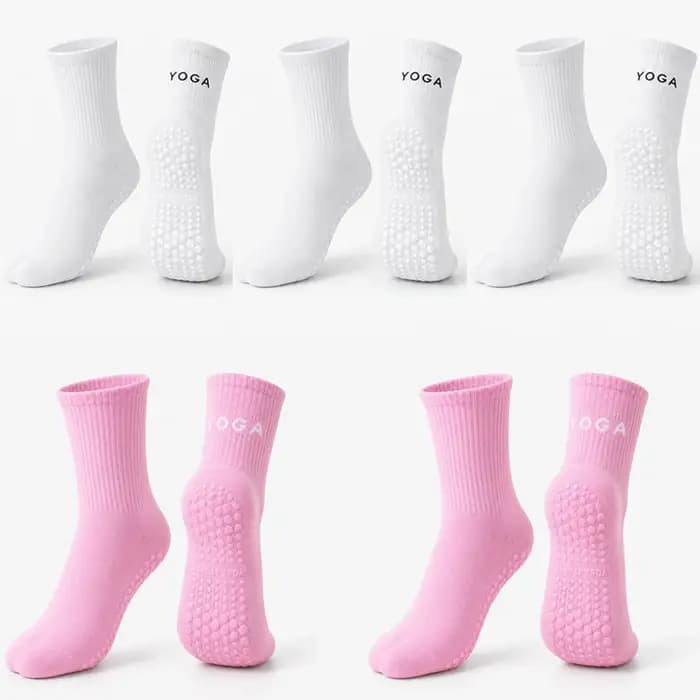 Chaussettes de Pilates antidérapantes pour femmes, 5 paires de chaussettes de yoga, de ballet, de barre, d'hôpital, de gym et d'athlétisme pour femmes