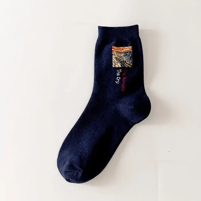 Van Gogh Art femmes chaussettes longues coton nouveauté motif drôle