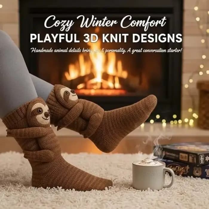 Chaussettes de sol en forme d'animal mignon tricoté en 3D