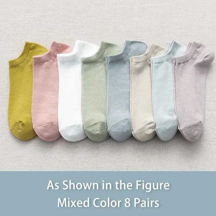 Morandi couleur unie coupe basse et confortable chaussettes 8 paires de printemps et d'été quatre saisons pour femmes