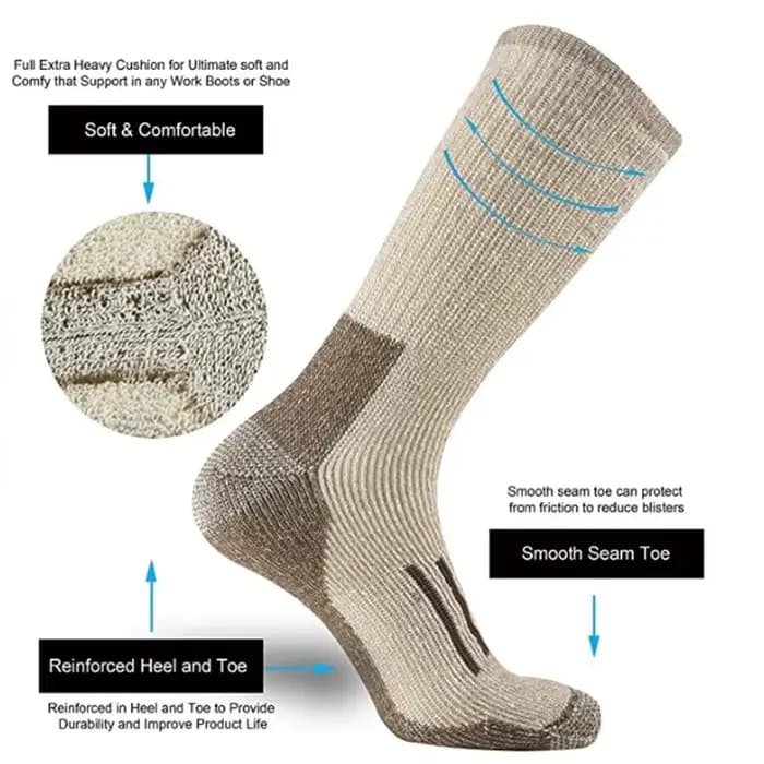 80% laine mérinos chaussettes pour hommes femmes épaissir chaud randonnée coussin équipage