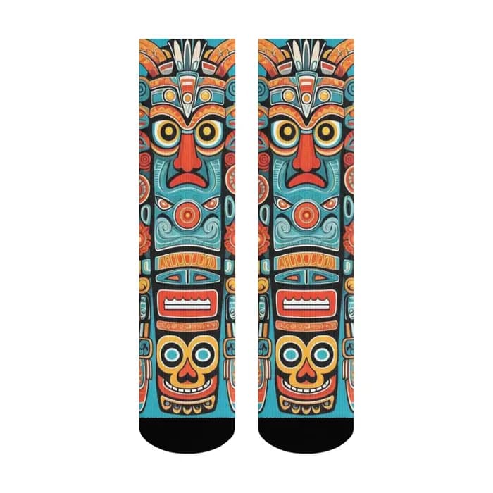 Chaussettes imprimées de dessin animé Totem indien nord-américain