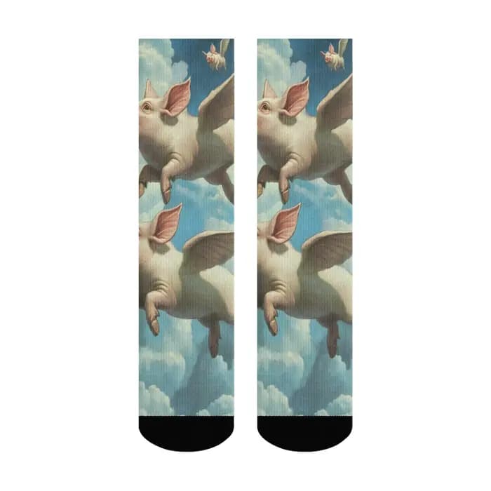 Chaussettes fantaisie pour hommes avec imprimé cochon volant