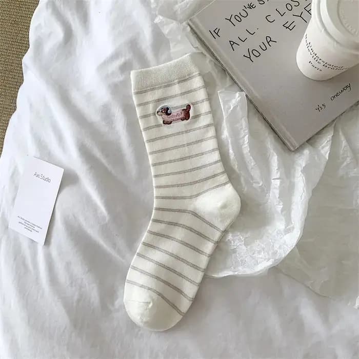 Nouveau mignon broderie dessin animé animaux chaussettes drôle