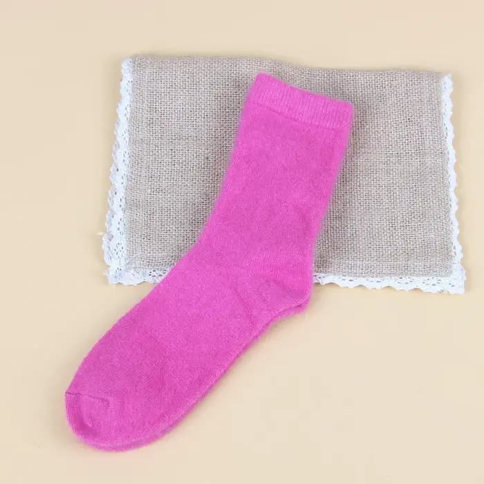Chaussette loisirs cheville équipage floue épaisse laine de lapin femmes automne hiver chaud couleur unie femmes 8W46