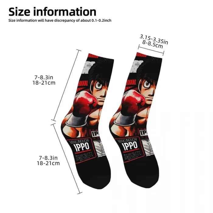 Ippo Makunouchi HajRob No Ippo Chaussettes pour Hommes et Femmes, Chaussettes Anime Drôles, Chaussettes Tube Moyen, Cadeau Heureux, Printemps, Été, Automne, Hiver