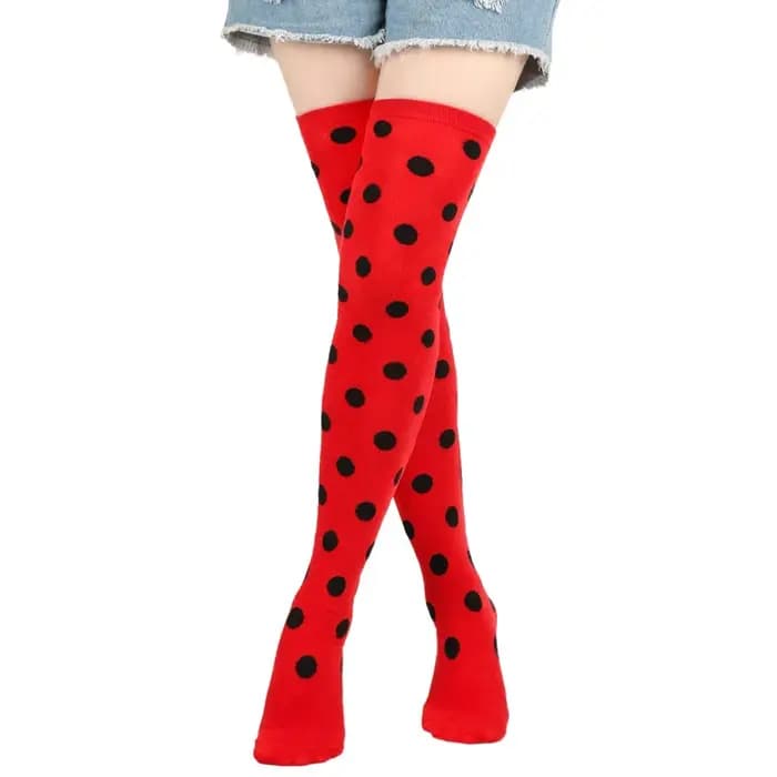 Cuisse haute chaussette femmes Dot rayé bas dames Kawaii drôle filles blanc longue au-dessus du genou chaussette Cosplay noël 2025 nouveau