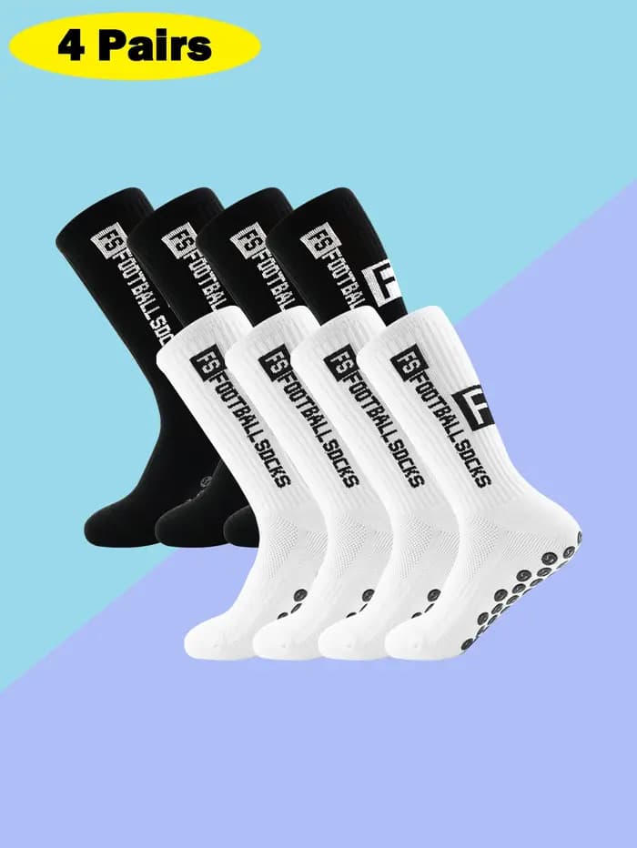 4 paires de nouvelles chaussettes de football FS mi-tube collées pour l'entraînement sportif et la compétition