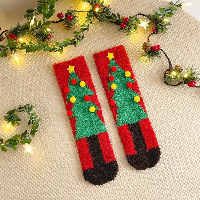 Art Jacquard thème de noël épais velours équipage chaussettes livraison directe femmes hiver chaud père