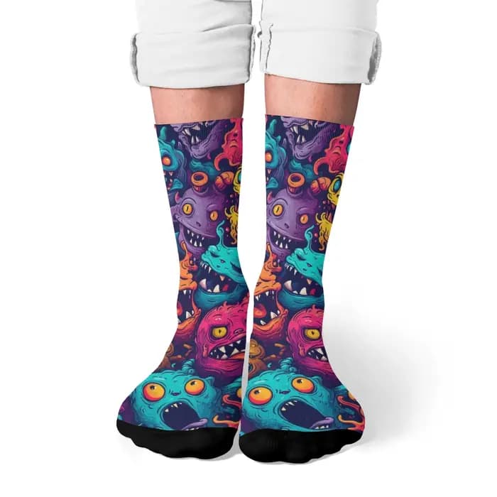 Happy Monster Cartoon Chaussettes Harajuku Hip-Hop Style Nouveauté