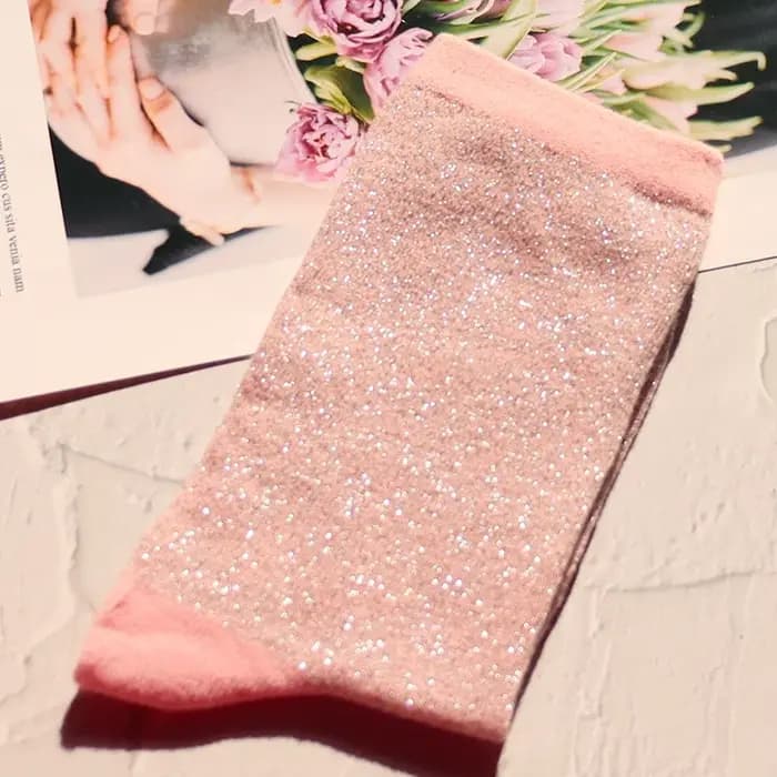 Chaussettes en coton peigné de haute qualité pour femmes, couleur unie brillante, fil doré et argenté, douces et confortables
