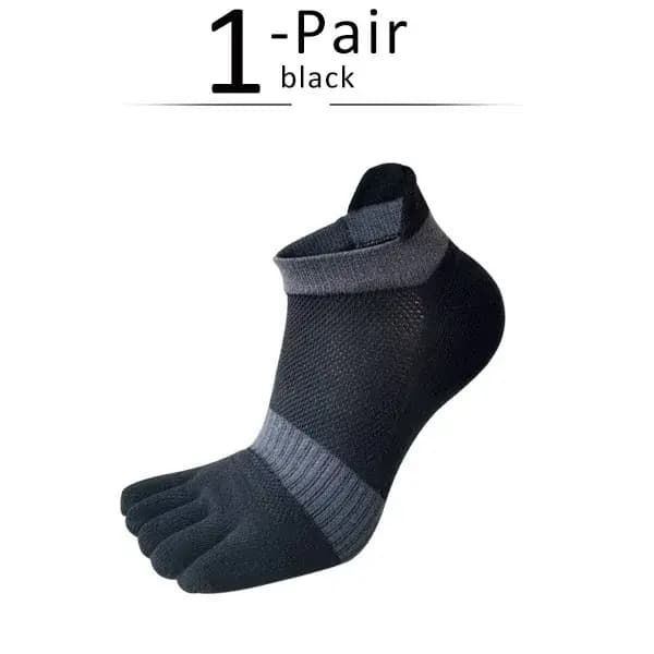 Chaussettes de sport grande taille pour homme, en maille, absorbantes, à coupe basse, rayées, pour le fitness et les voyages, chaussettes à 5 doigts, tailles EU43-47