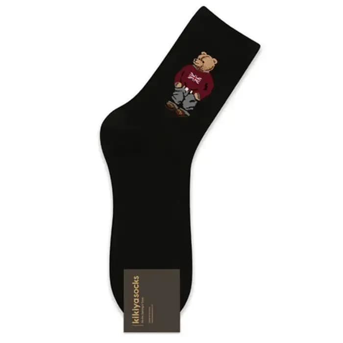 Dessin animé ours tube moyen hommes chaussettes concepteur coton