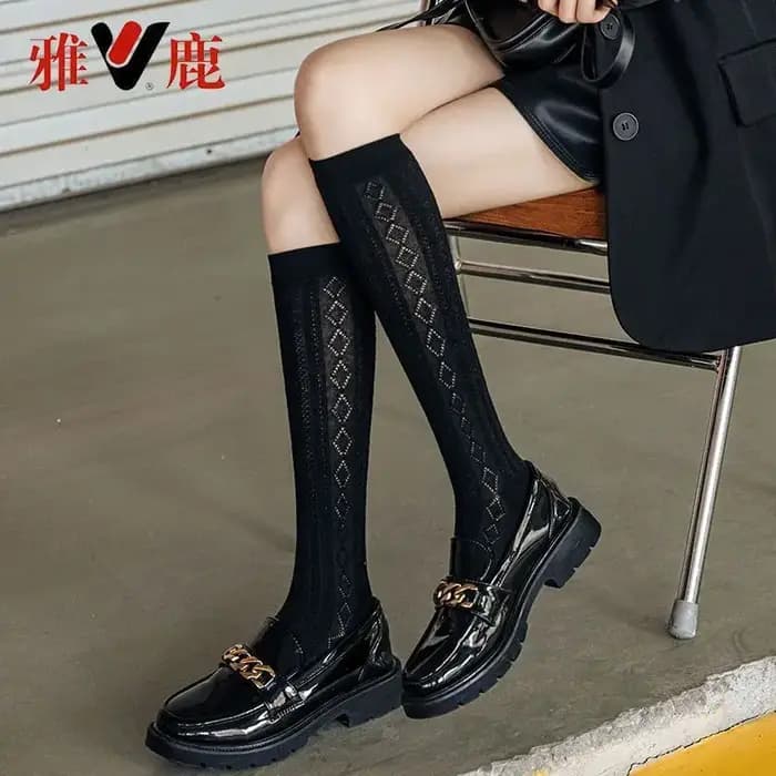 Chaussettes longues respirantes élastiques ajourées pour femmes